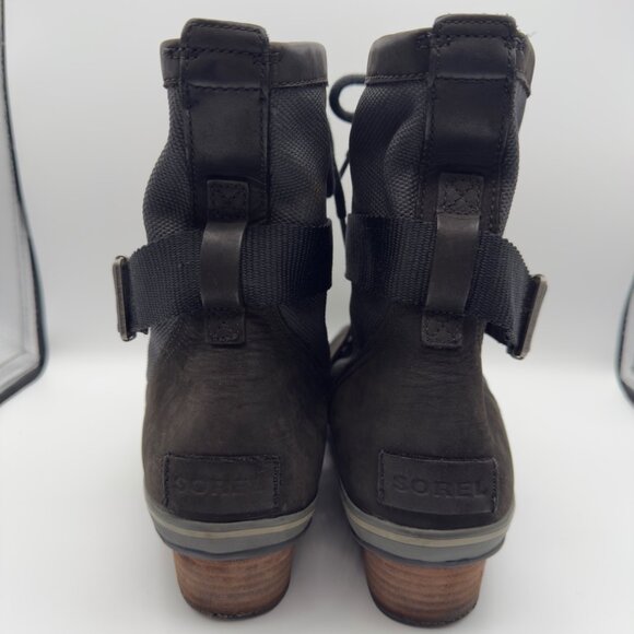 Sorel Slim Boot Lace Up Black Ankle Boots Heel Women Size 11 Winter Warm READ - Picture 8 of 14